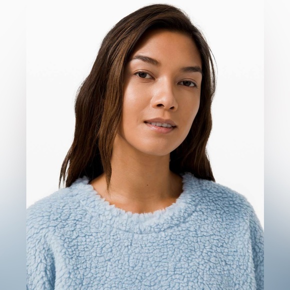 Lululemon Wool Whenever Crew Blue Chambray Sherpa Pullover Women’s Size 4 - Picture 9 of 11